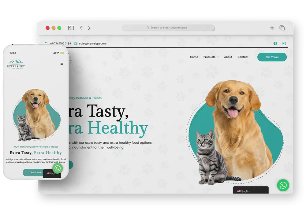 cloudix website design & development mockup pet business